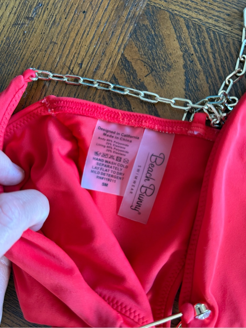 Red One piece edgy bikini beach bunny sz S - Picture 2 of 2